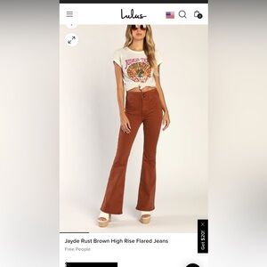 Free people Jayde rust brown flare jeans.